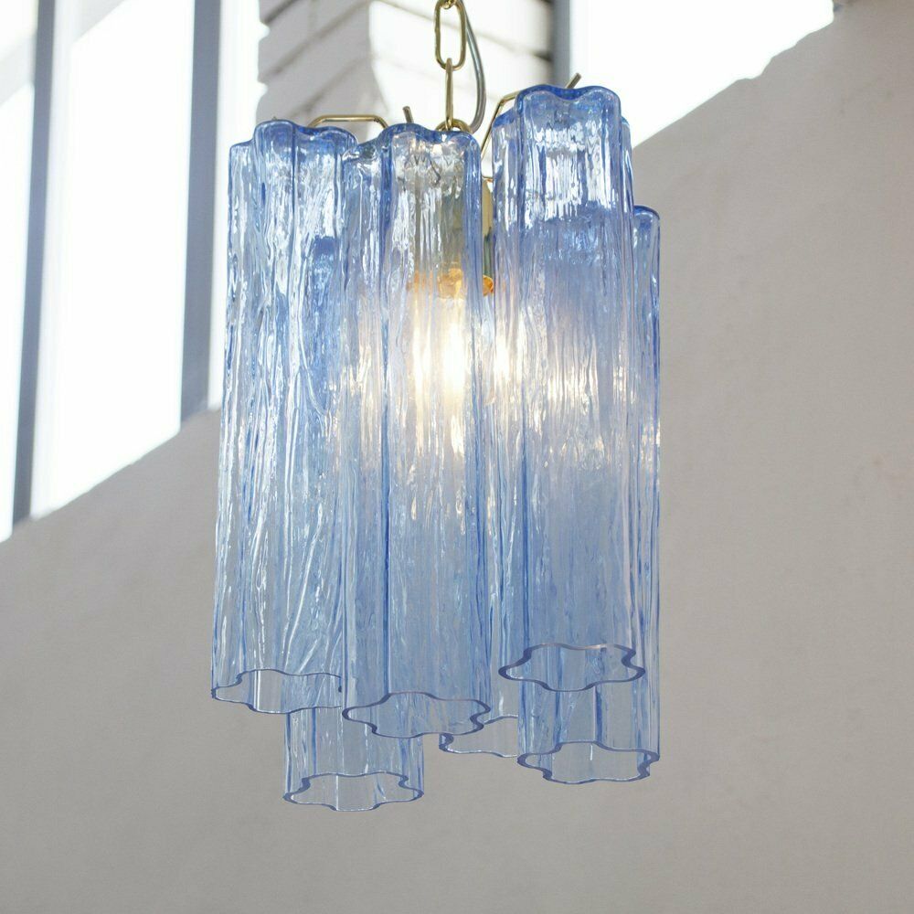 Tronchi Chandelier In Blue Glass, Italy, 1990s photo vinterior
