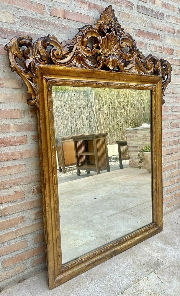 Early 20th Century French Wood Wall Mirror, 1920s