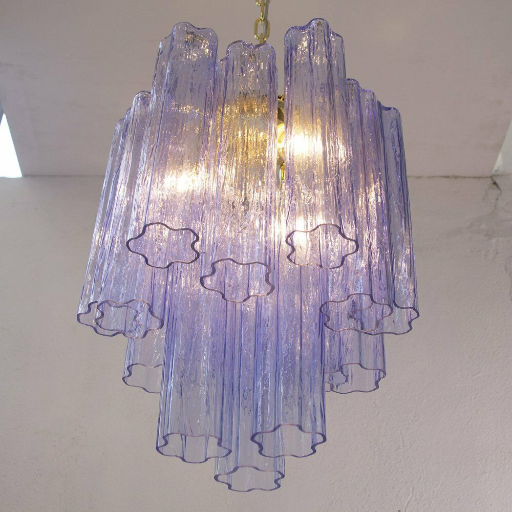 Chandelier With Blue Purple Murano Glass Cylinders, Italy, 1990s photo buy