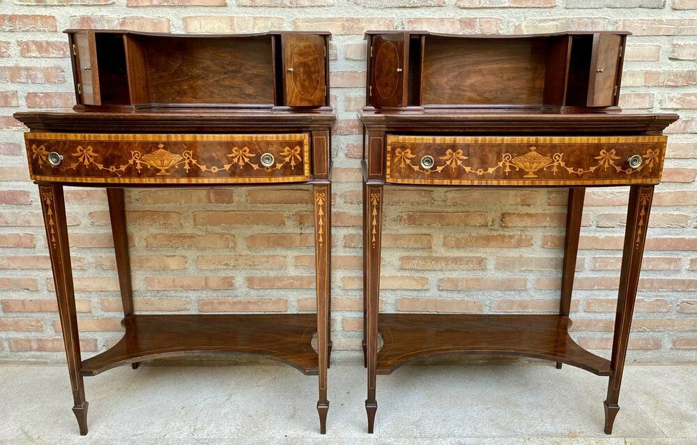photo furniture Nightstands With French Marquetry Inlaid, 1920s, Set Of 2