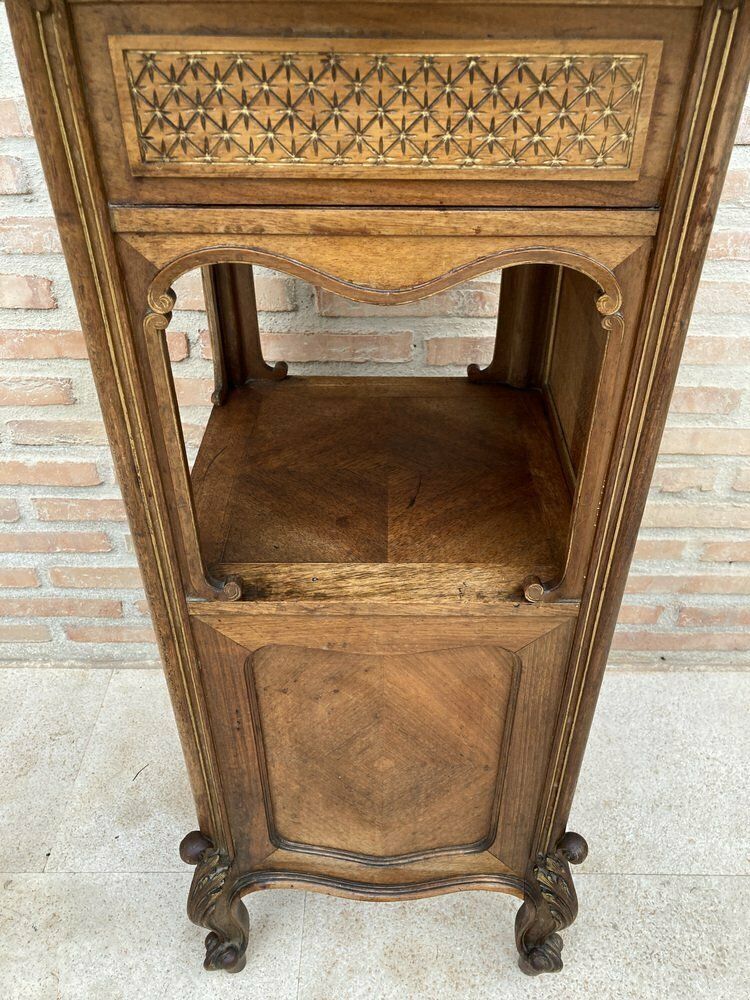 Vintage Louis XVI Stijl Spaanse Nachtkastjes In Hout En Rood Marmer, Ca. Jaren 1920, Set Van 2 photo buy