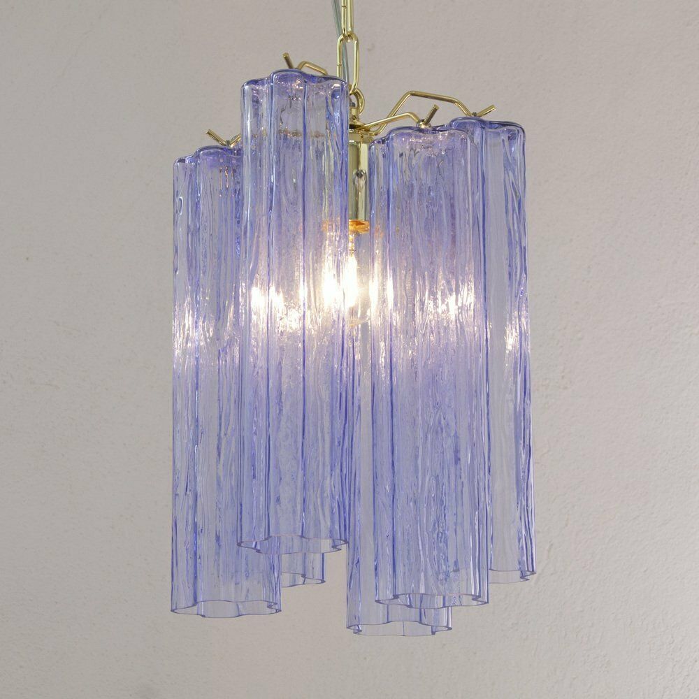 Tronchi Chandelier In Blue Purple Glass, Italy, 1990s photo 531.0