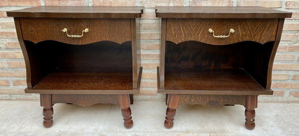 Mid Century Wood Nightstands With Drawers, 1960s, Set Of 2 photo buy