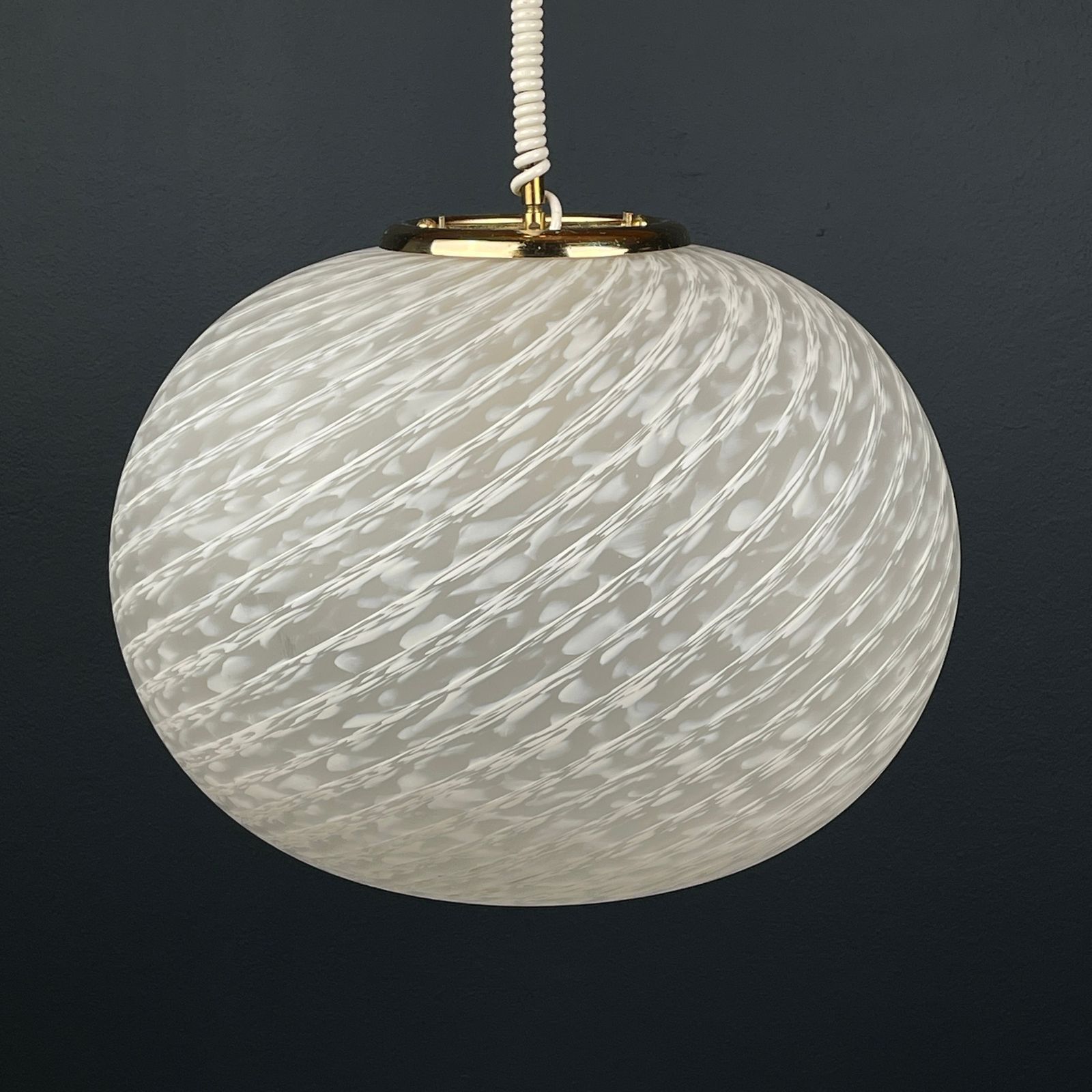 Large Swirl Murano Glass Pendant Lamp Vetri Murano Italy 1970s photo buy