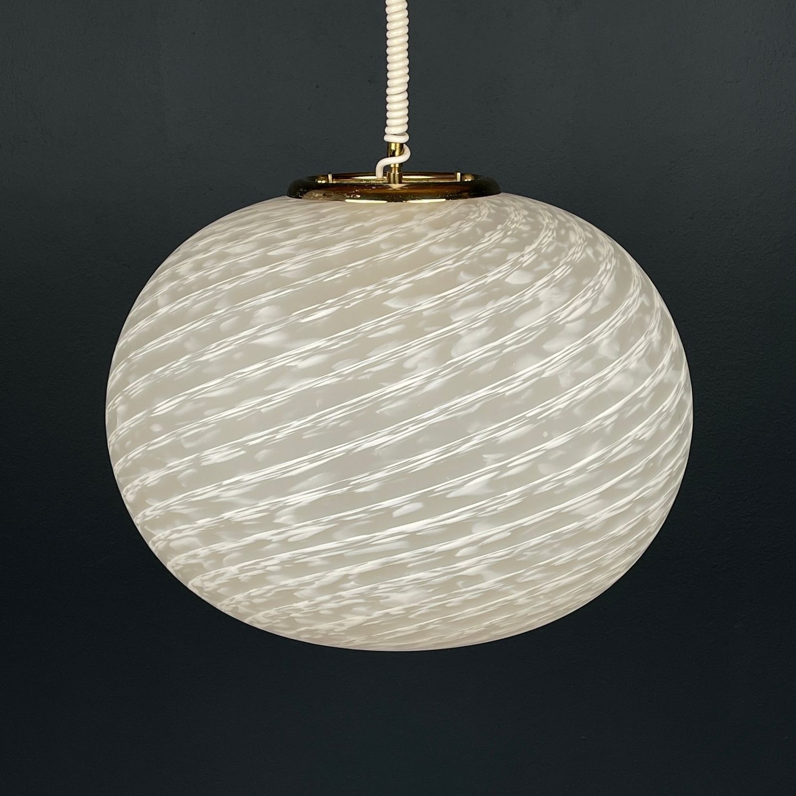 Large Swirl Murano Glass Pendant Lamp Vetri Murano Italy 1970s