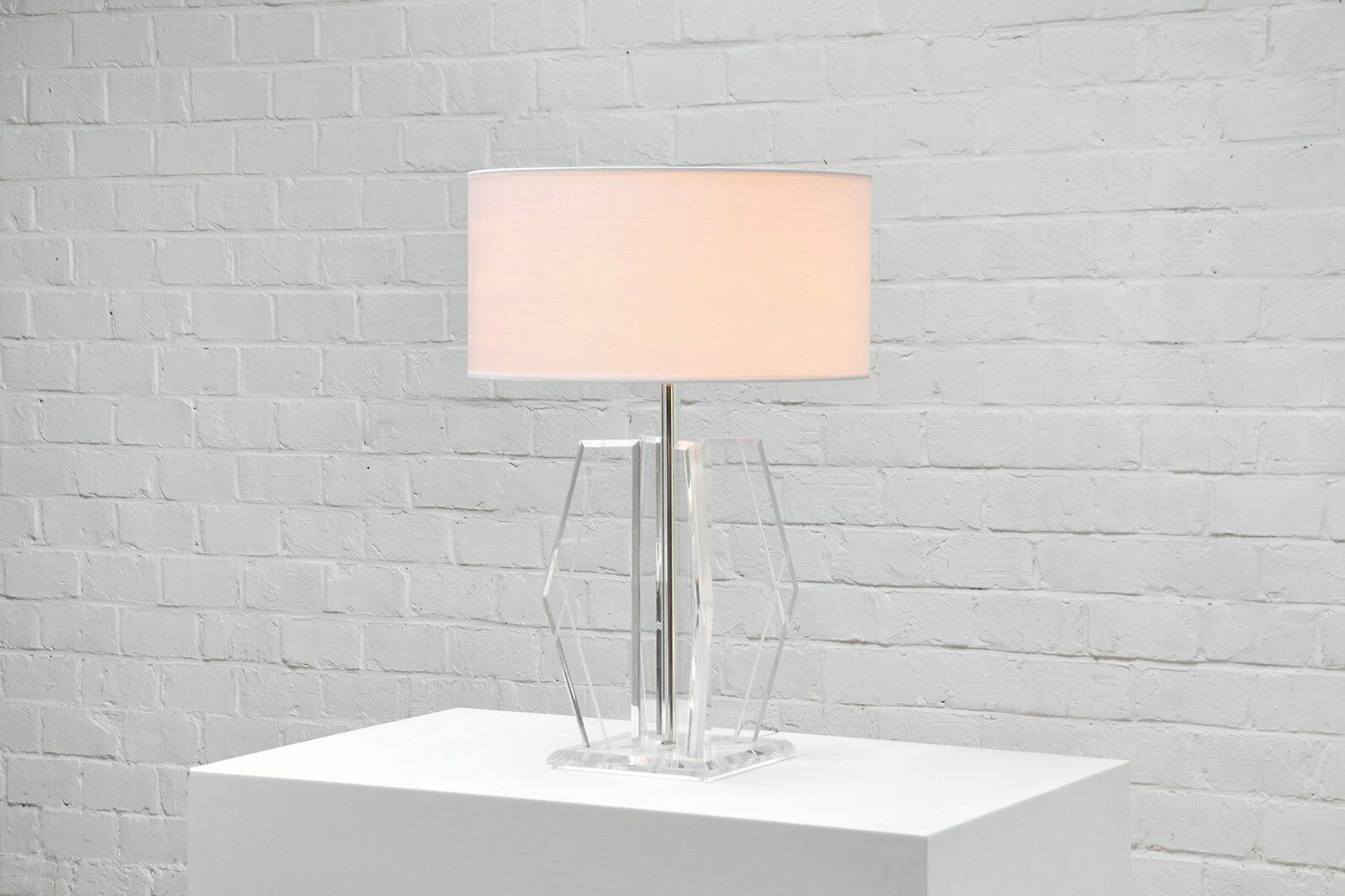Vintage Sculptural Acrylic Glass Table Lamp In Style Of Hivo Van Teal, 1970s photo Lighting