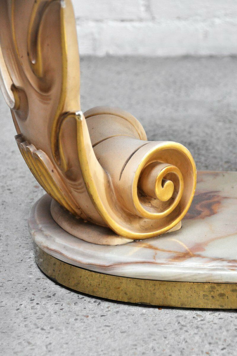 Italian Carved & Gilded Wood Console With Onyx Top, 1940s photo vinterior