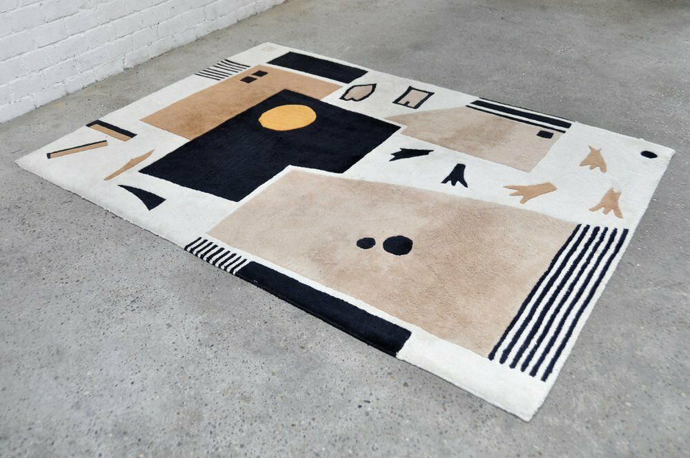 Vintage Handwoven Rug With Abstract Design, 1980s photo Textiles