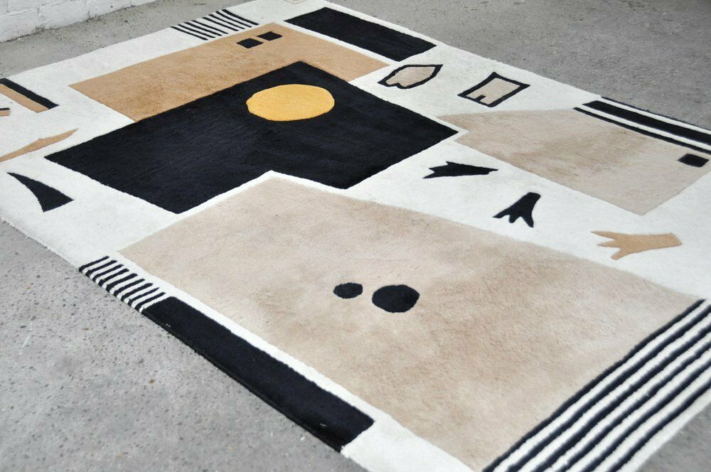 photo for sale Vintage Handwoven Rug With Abstract Design, 1980s