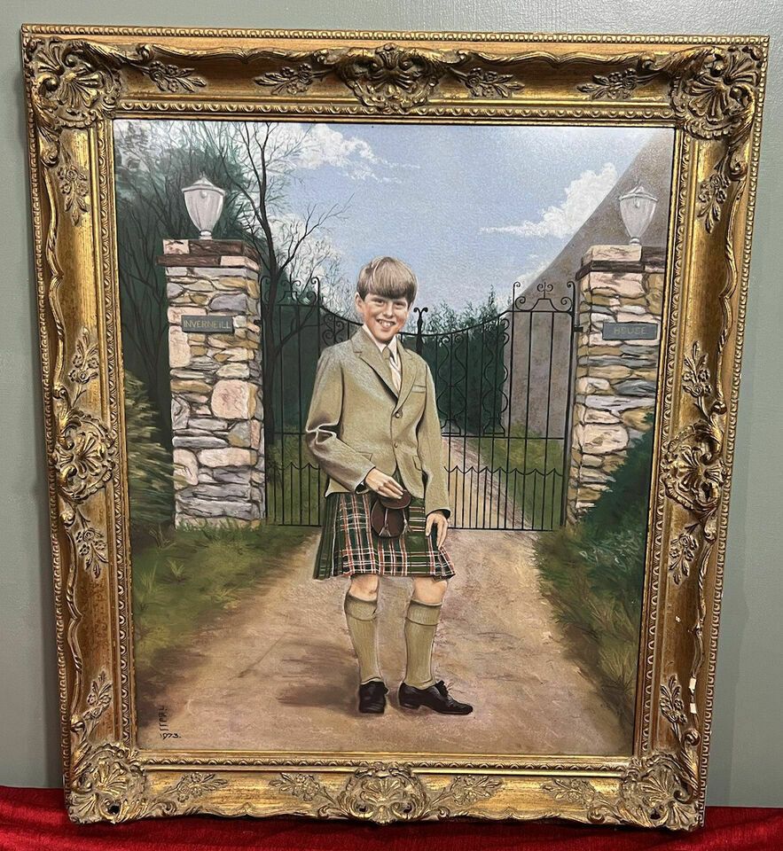 20th Century Young Master Of Iverneill House Pastel Painting Signed J Bell photo furniture
