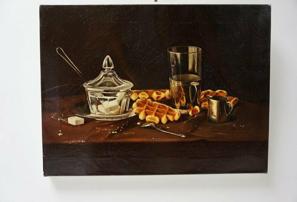 Belgian Artist, Still Life, 1983, Oil On Canvas Paintings, Set Of 3 photo for sale