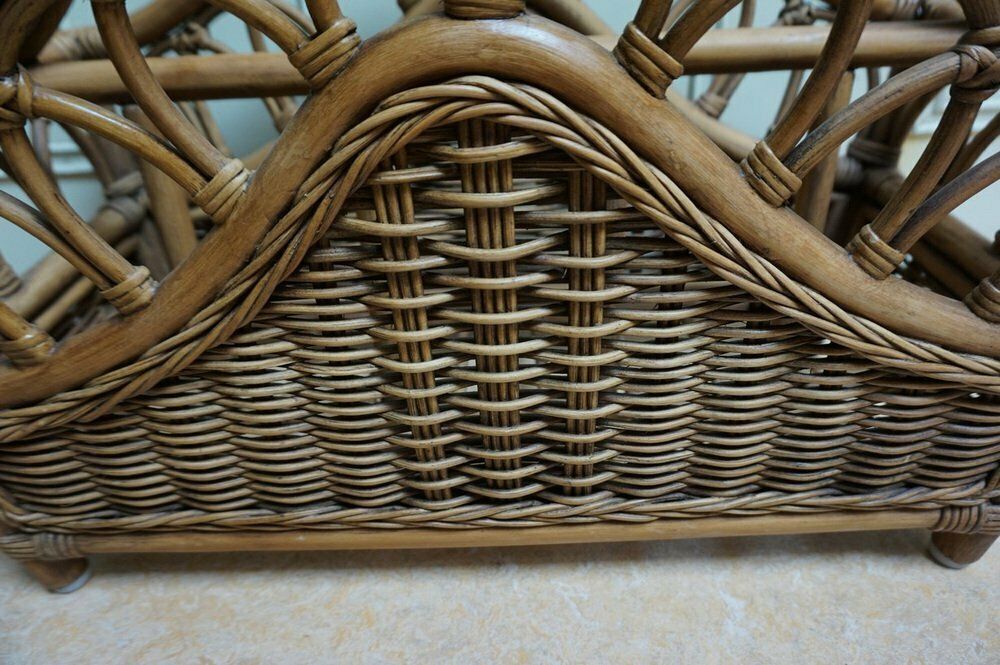 Mid Century Italian French Riviera Bamboo & Rattan Magazine Rack, 1960s photo vinterior