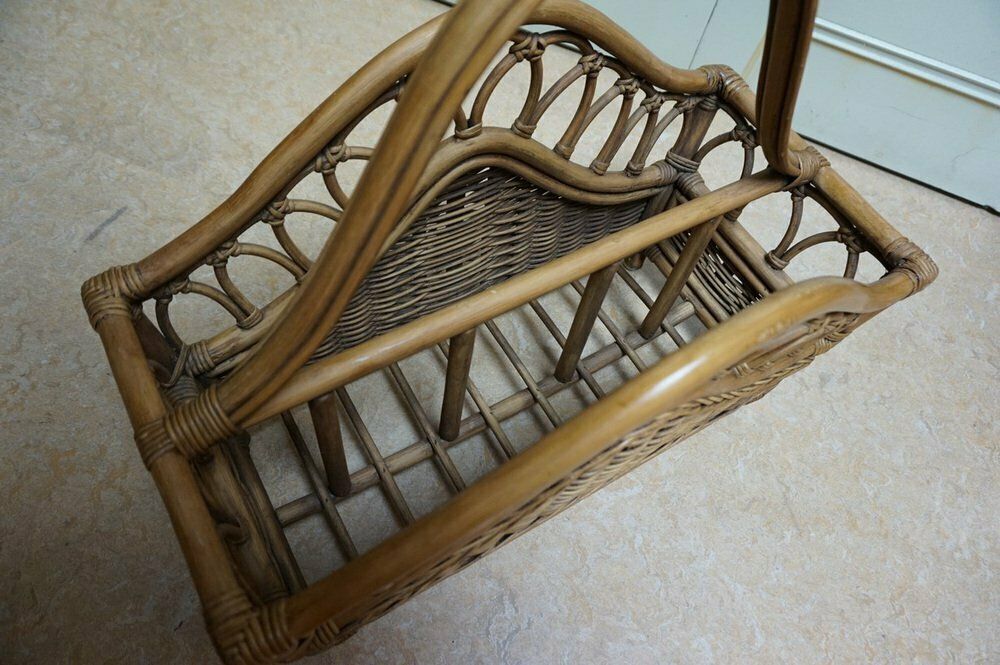 Mid Century Italian French Riviera Bamboo & Rattan Magazine Rack, 1960s photo buy