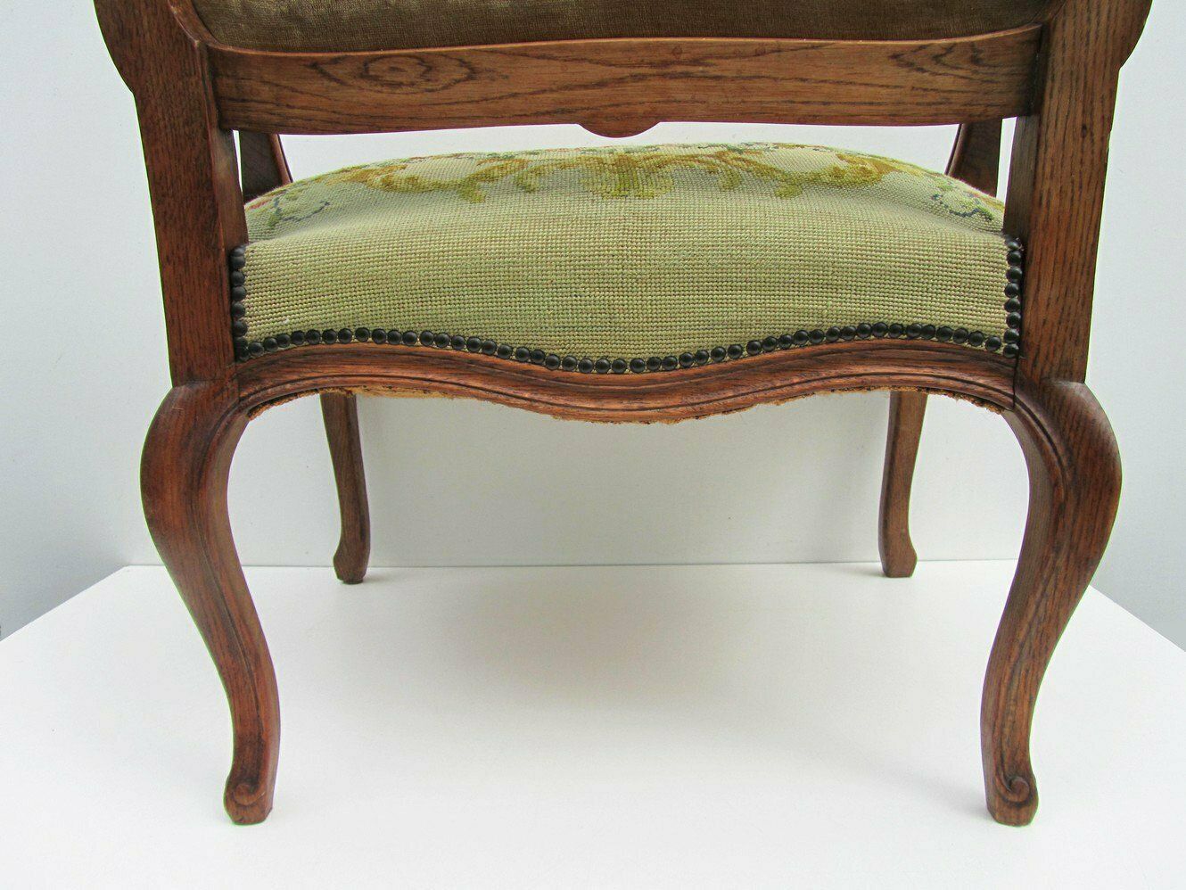 Furniture Antique Louis XV Style Carved Oak Armchair, 19th Century photo