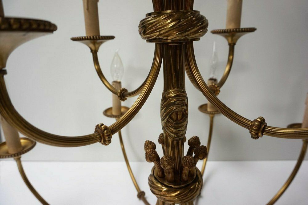photo buy Louis XVI 12 Light Chandelier With Tassels In Gilt Bronze