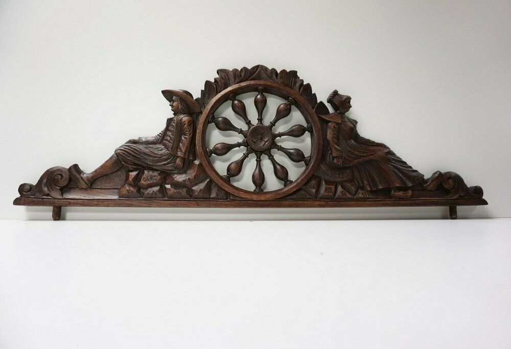 599.0 Breton Wall Mirror In Carved Oak, France, 1900s photo