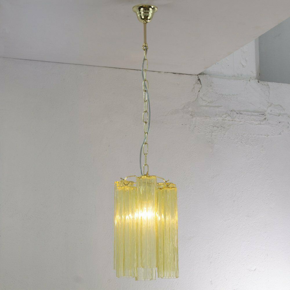 Tronchi Chandelier In Chamomile Yellow Glass, Italy, 1990s photo Lighting