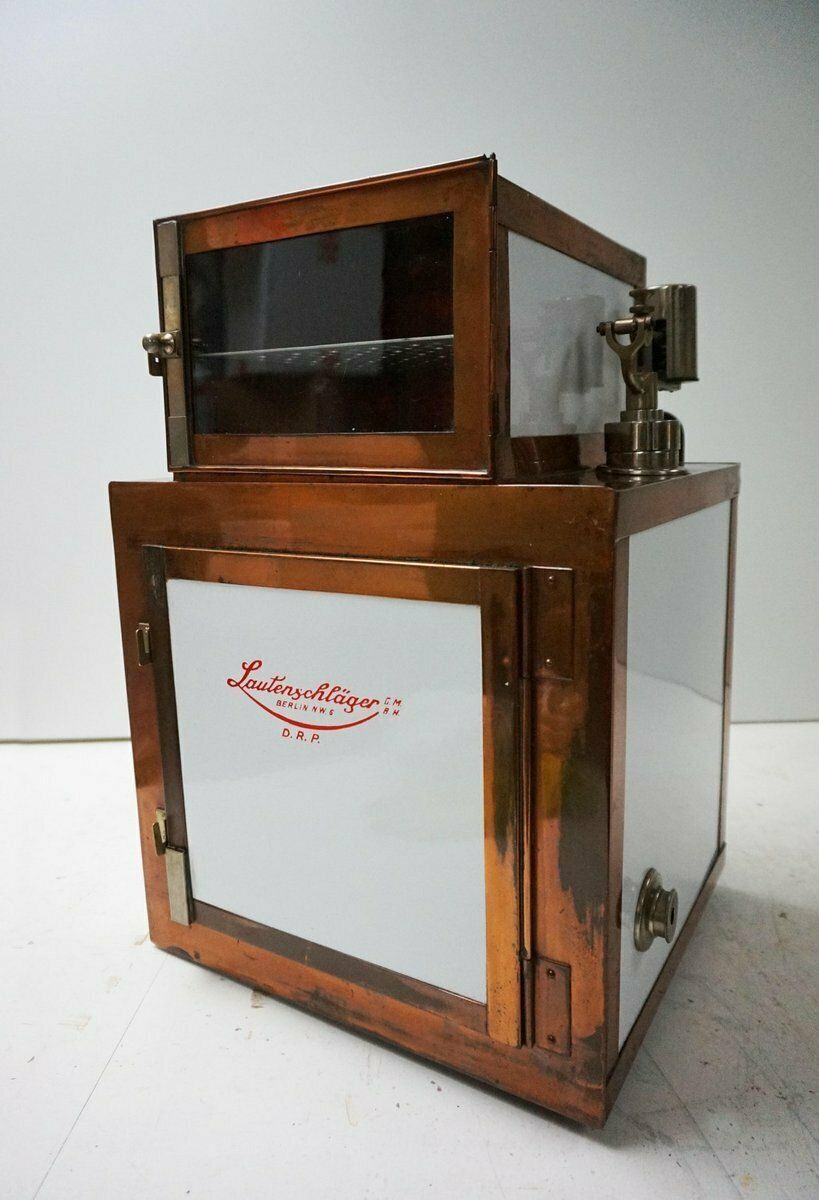 Antique Steampunk Copper And Ceramic Medical Sterilizer Cabinet, 1890s photo furniture