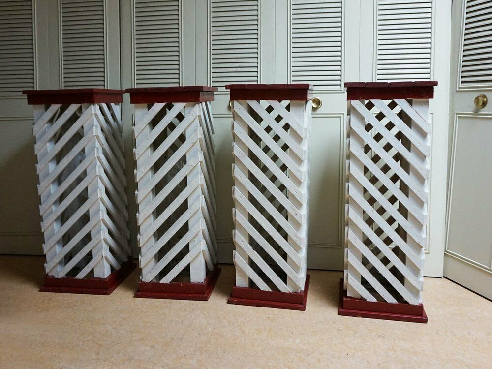 Vintage Wooden Columns, 1950s, Set Of 4