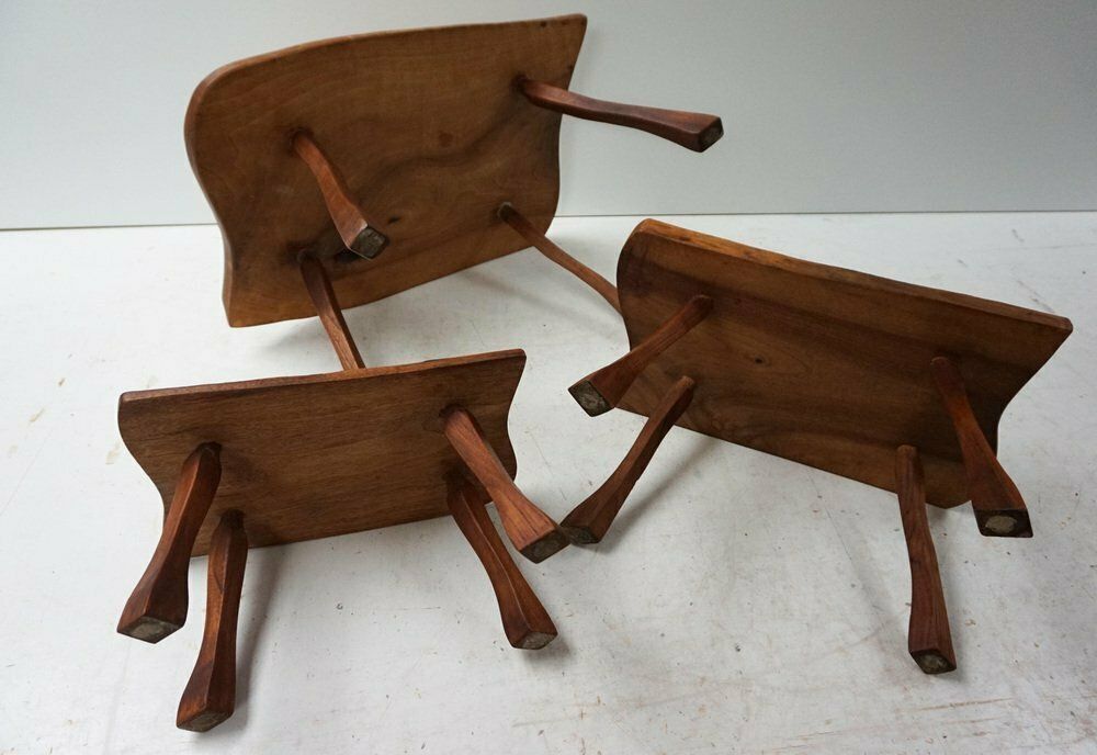 photo furniture Brutalist Wabi Sabi Tree Trunk Nesting Tables, Holland, 1960s, Set Of 3