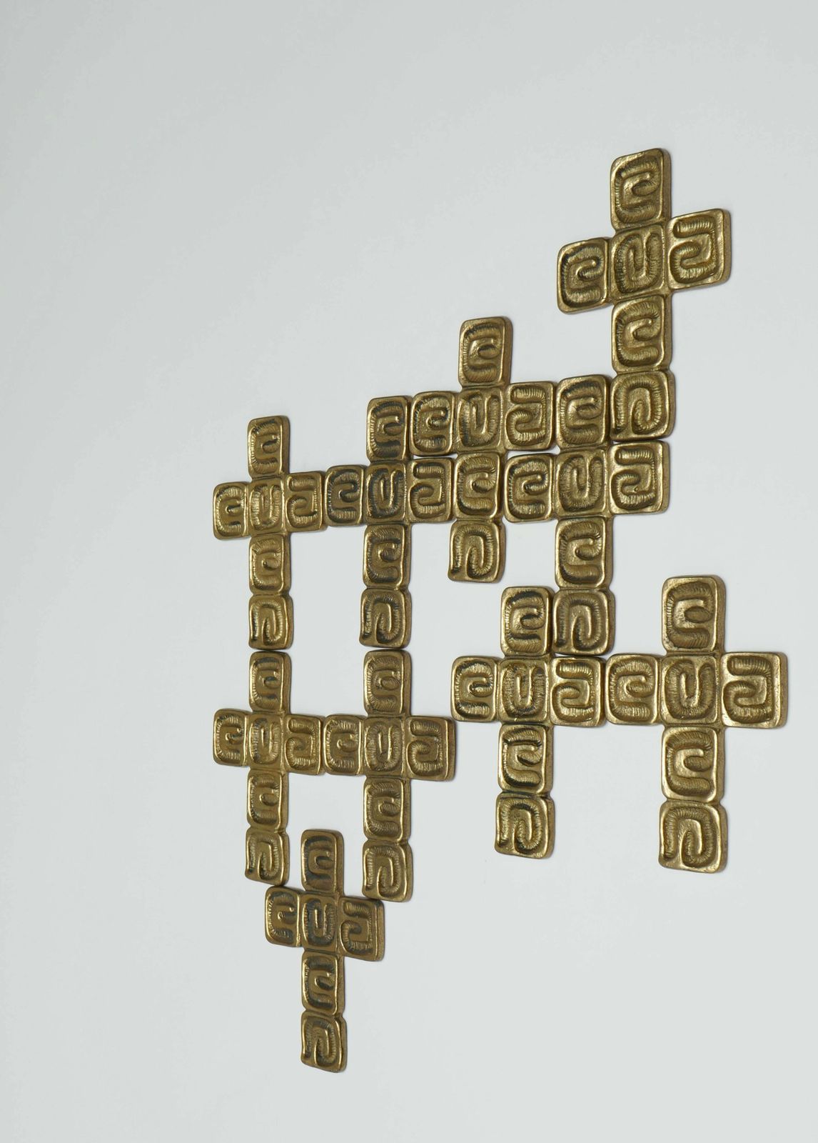 Set Of 10 Wall Brass Sculptures By Luciano Frigerio Italy 1970s photo 4549.0