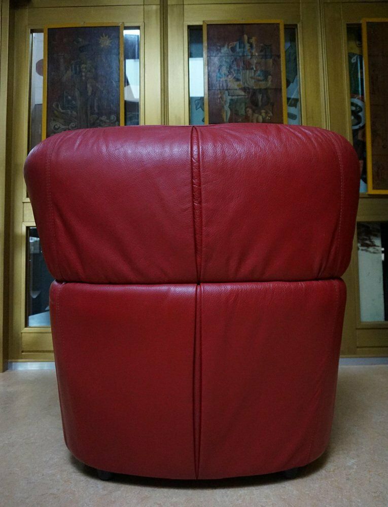 photo furniture Large Red Leather Armchair By Calia Italia, 1990s