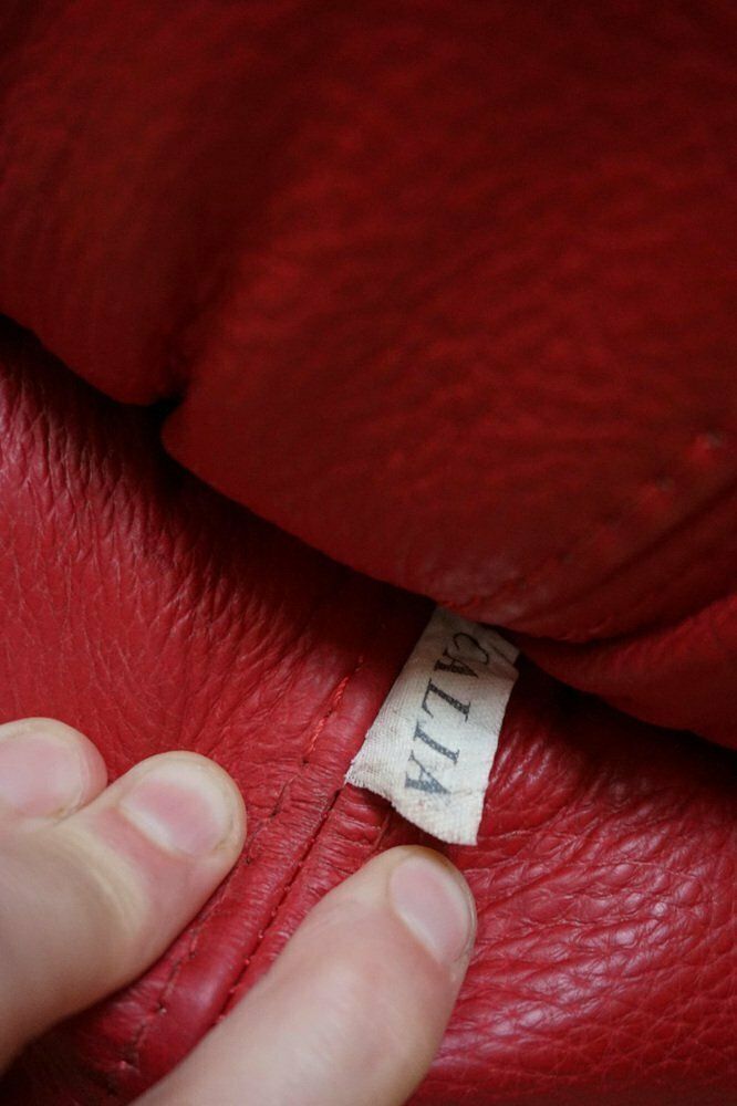 Furniture Large Red Leather Armchair By Calia Italia, 1990s photo