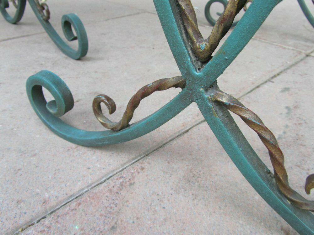 photo buy French Black Glass Nesting Tables In Wrought Iron, 1940s, Set Of 3