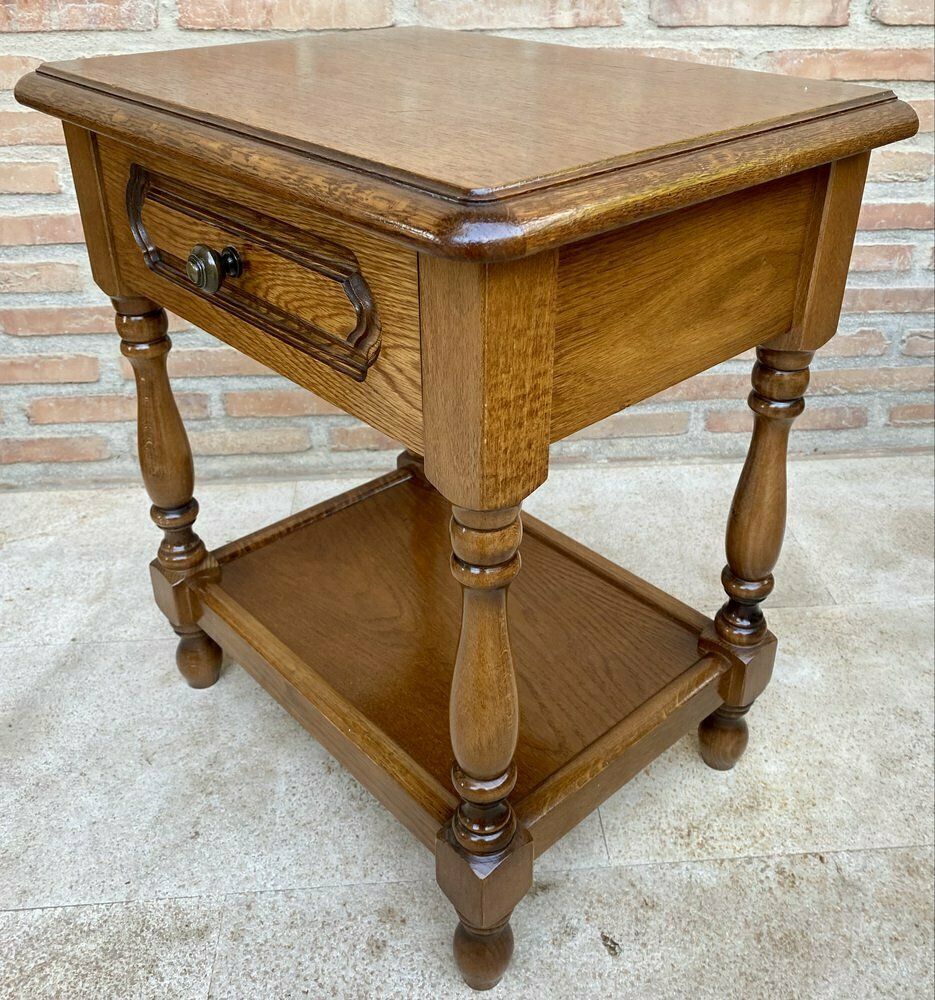 20th Century Spanish Nightstands With One Drawer And Iron Hardware And One Open Shelf, 1950s, Set Of 2 photo buy