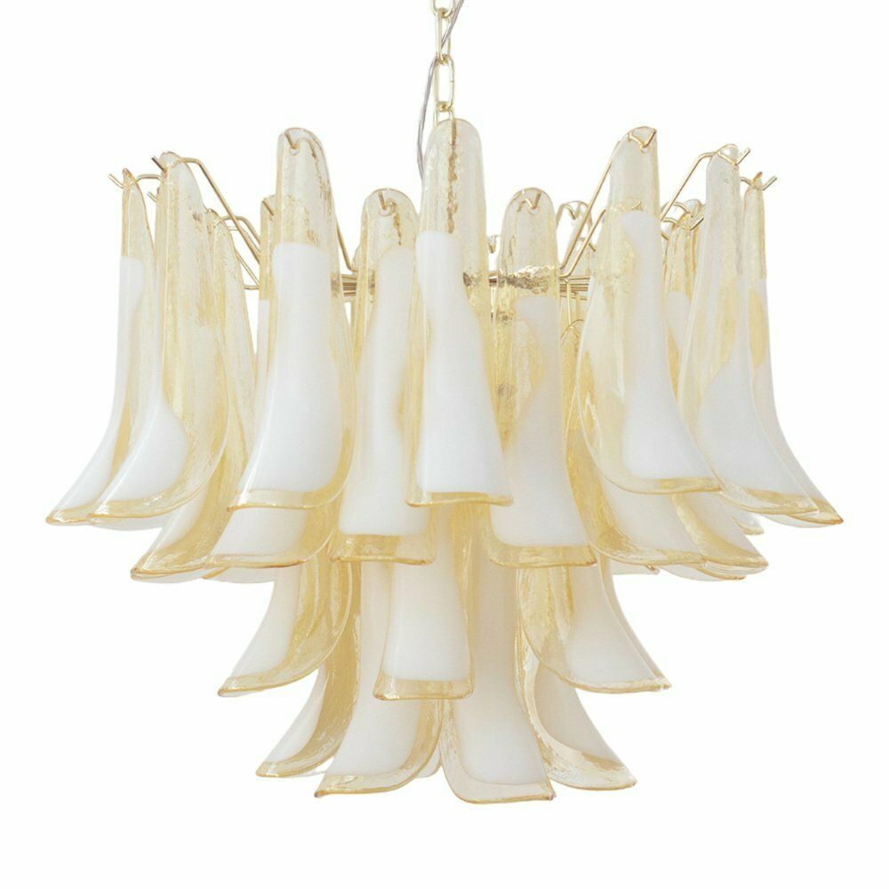 Petal Lamp In Amber And White Murano Glass, Italy, 1990s photo furniture