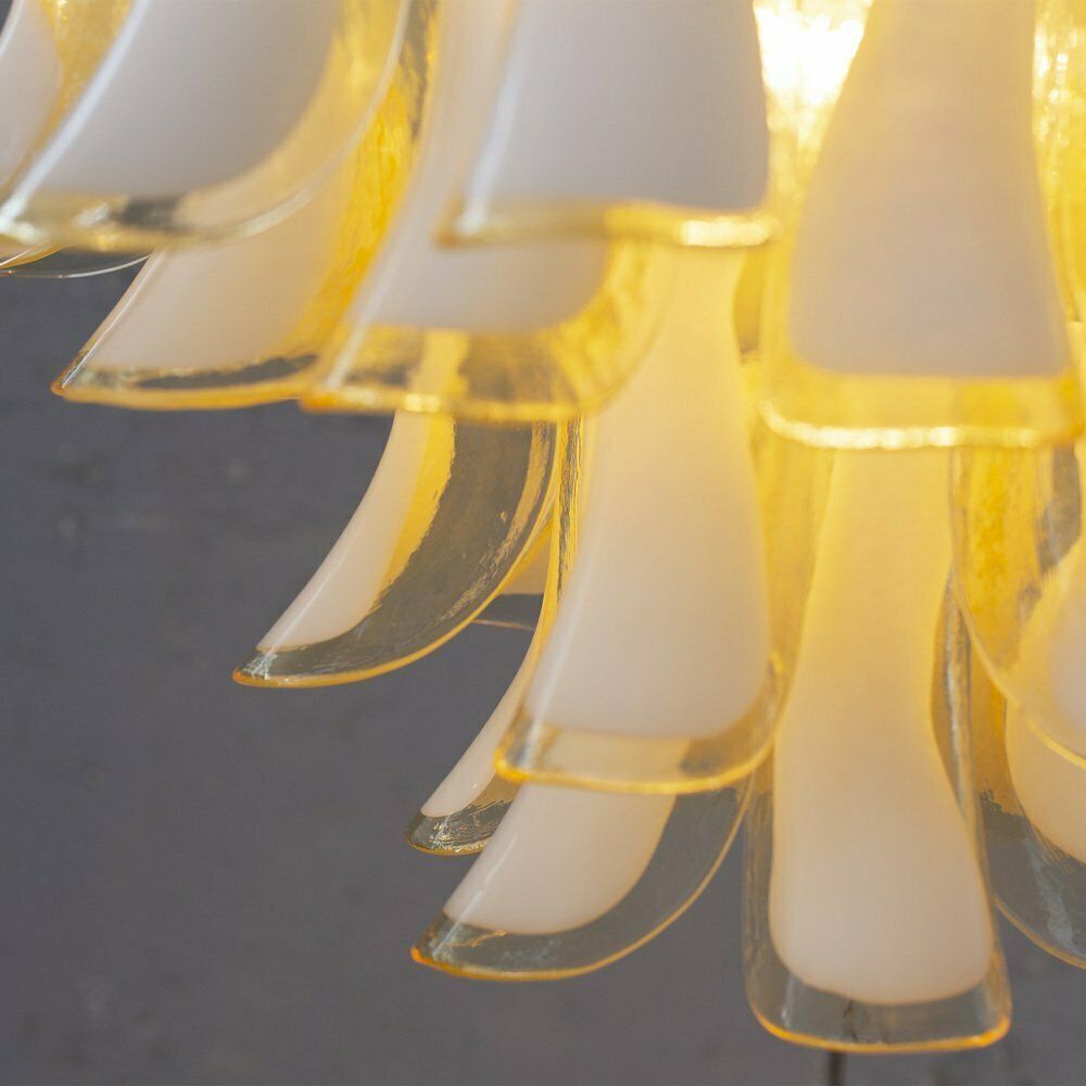 Petal Lamp In Amber And White Murano Glass, Italy, 1990s photo Lighting