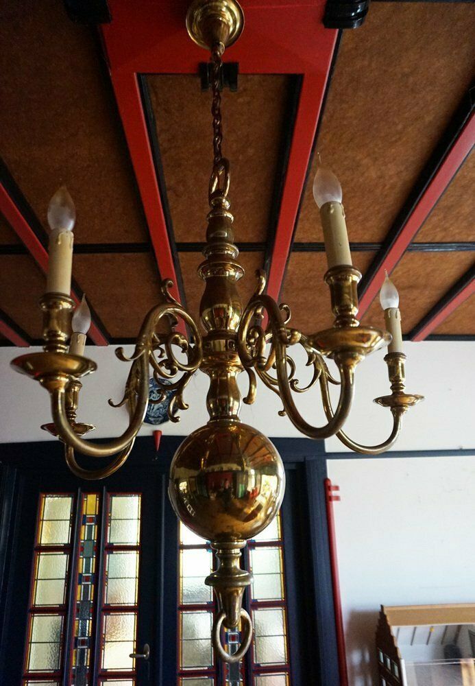 Dutch Colonial Rembrandt 5 Light Bronze Chandelier, 1870s