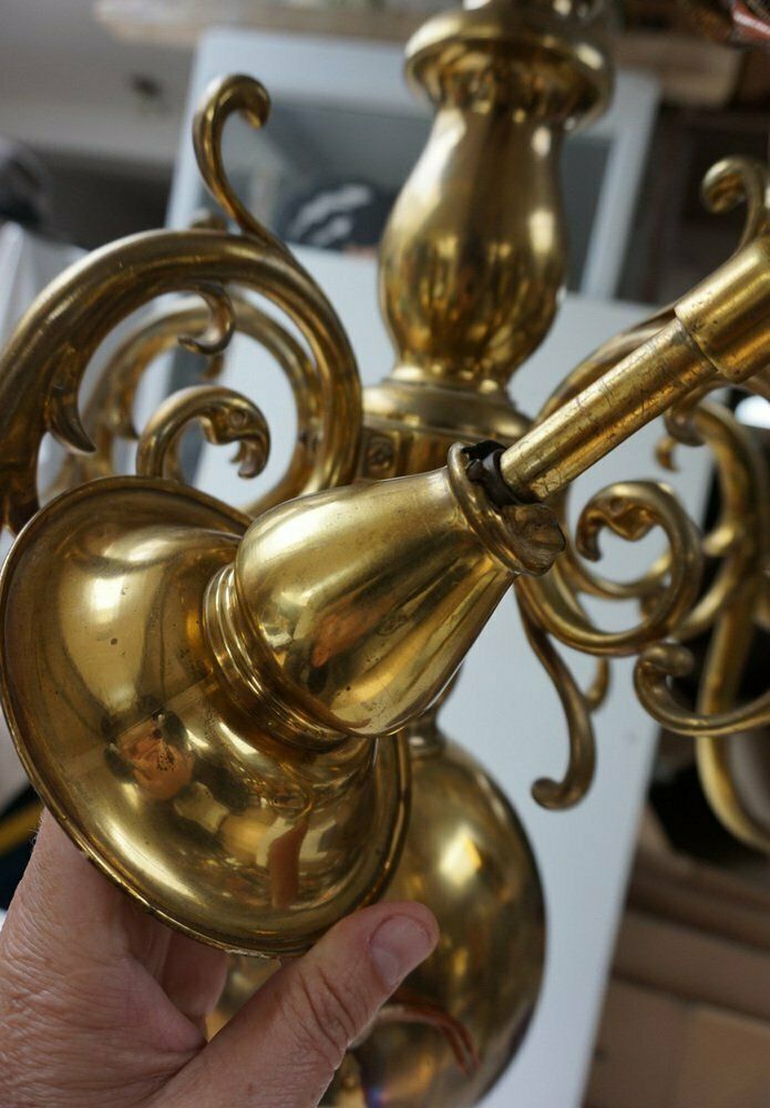 photo buy Dutch Colonial Rembrandt 5 Light Bronze Chandelier, 1870s