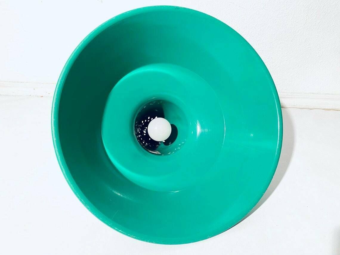 photo for sale Emarald Green Enamel Industrial Hanging Lamp  Vintage Decor