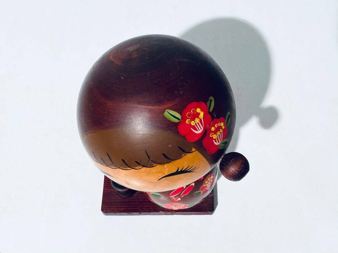 photo furniture Large Satonoko Doll Young Girl  Vintage Traditional Japanese Kokeshi Wood Decor 1960s