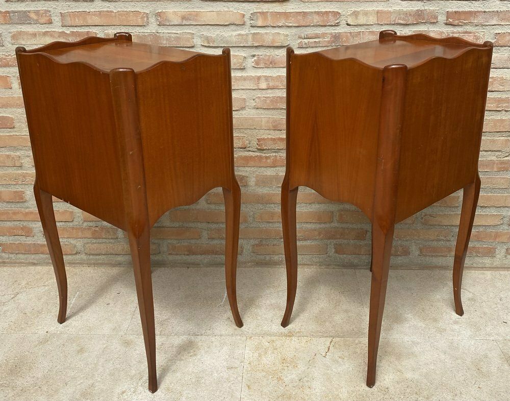 Furniture French Bedside Tables With Cabriole Legs, 1950s, Set Of 2 photo