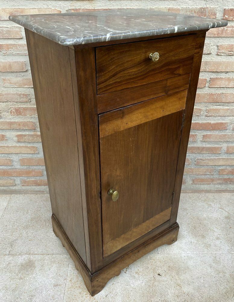 20th Century Biedermeier Nightstand With Marble Top & One Drawer & Door, 1900s photo for sale