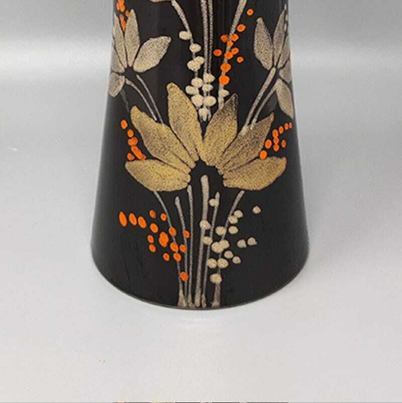 1970s Gorgeous Brown Vase Ceramic By Sic Hand Painted. Made In Italy photo vinterior