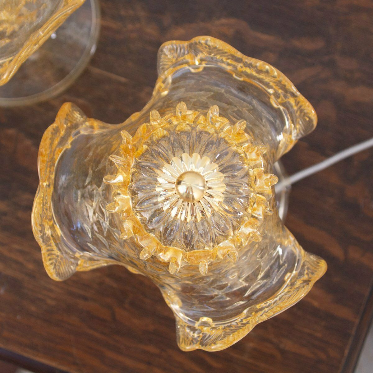 Italiaanse tafellampen van Murano-glas met gouden elementen, jaren 1990, set van 2 photo vintage