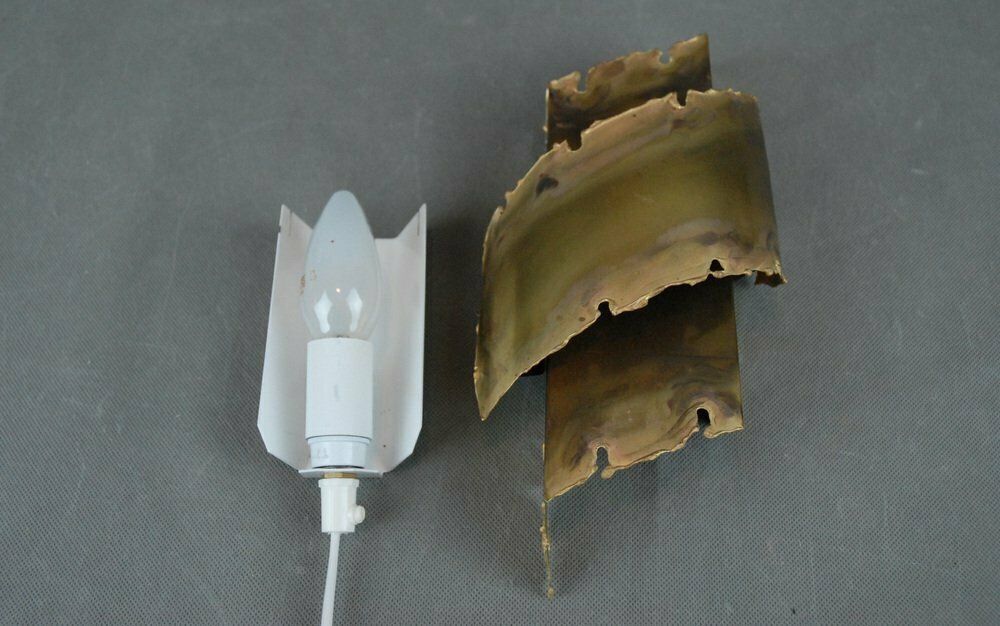 Brass Wall Lamp By Svend Aage Holm Sørensen For Thea Metal, 1960s photo vinterior