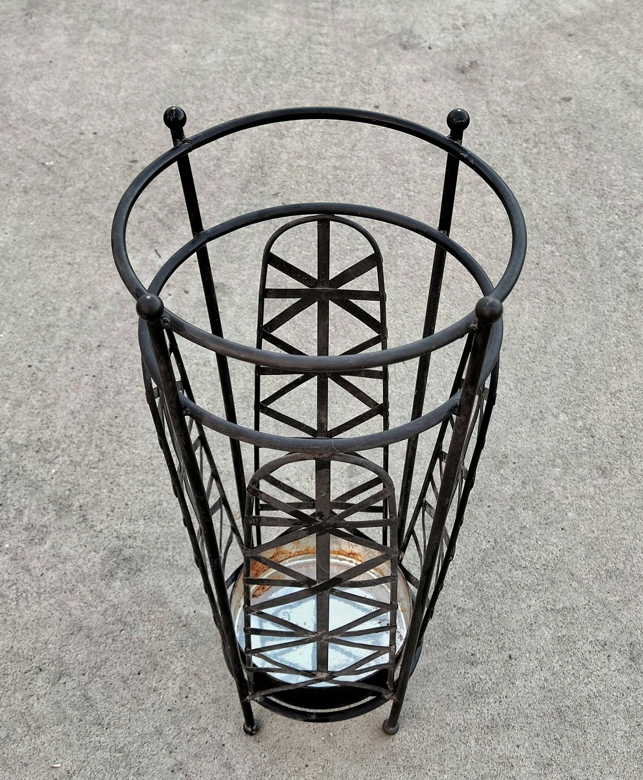 Vintage Late Art Deco Umbrella Stand // Black Iron Umbrella Stand // Made In Italy In 1950s photo buy