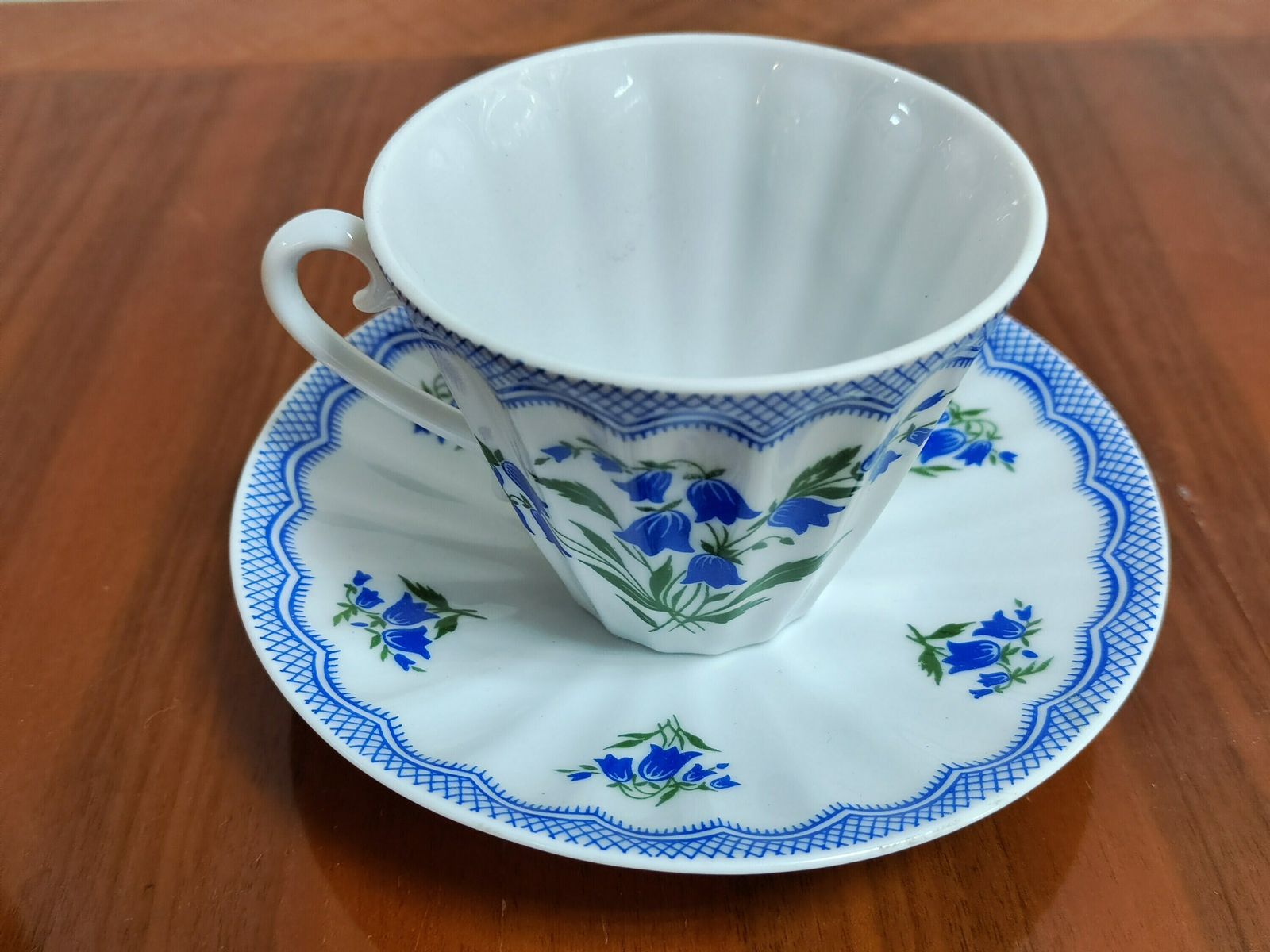 Set Of 6 Tea Cups With Saucers By Russian Imperial Porcelain Lomonosov // Lomonosov Porcelain With Bluebells // Made In Ussr In 1960s photo for sale