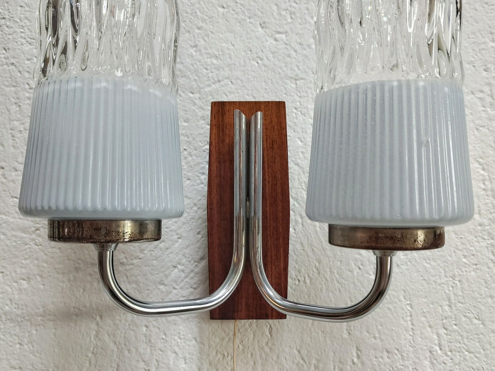 Pair Of Mid Century Sconces By Richard Essig Done In Mahogany, Chrome And Crystal // Made In West Germany In 1960s photo Lighting