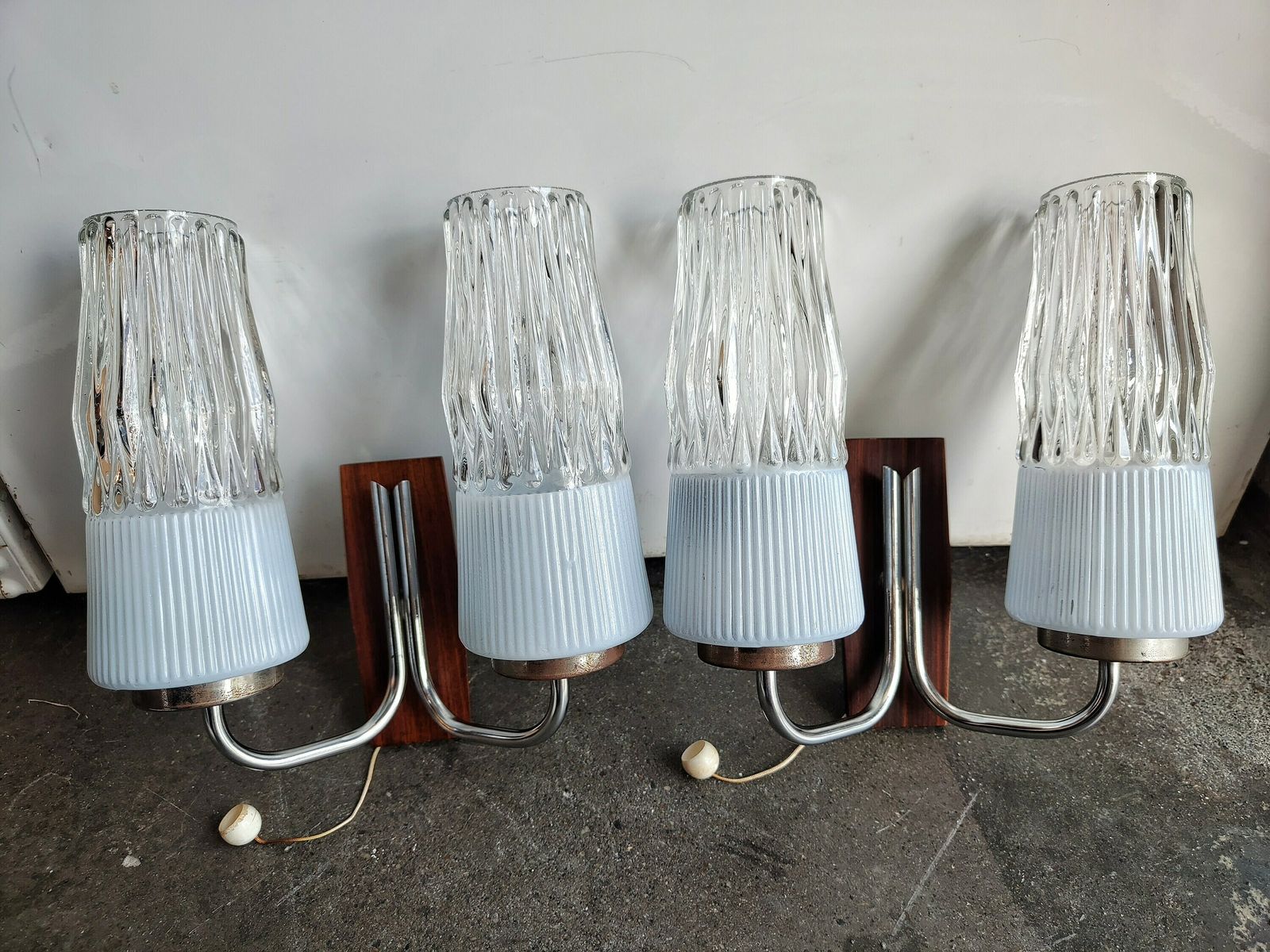 photo furniture Pair Of Mid Century Sconces By Richard Essig Done In Mahogany, Chrome And Crystal // Made In West Germany In 1960s