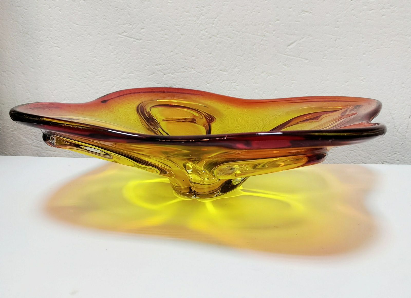 Extra Large Mid Century Modern Yellow And Orange Murano Glass Centerpiece // Made In Italy In 1970s photo for sale