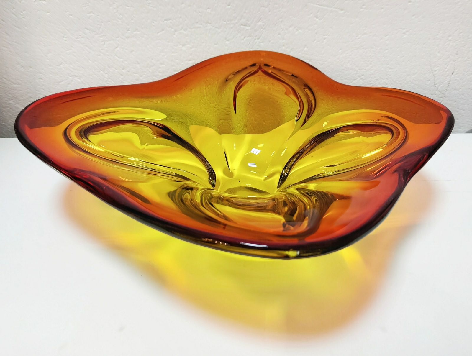 Extra Large Mid Century Modern Yellow And Orange Murano Glass Centerpiece // Made In Italy In 1970s photo 535.0