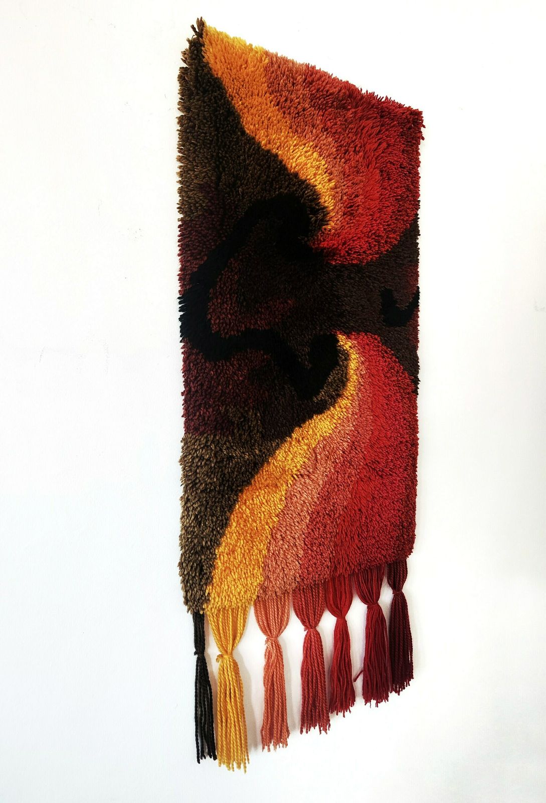 Vintage Latch Hook Wall Hanging // Vibrant Mid Century Modern Rya Wall Tapestry // Made In West Germany In 1960s photo buy
