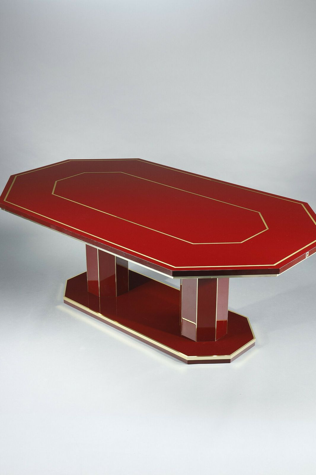 Dining Table In Lacquered Wood And Gilded Brass Designed By Paco Rabanne photo 4067.0