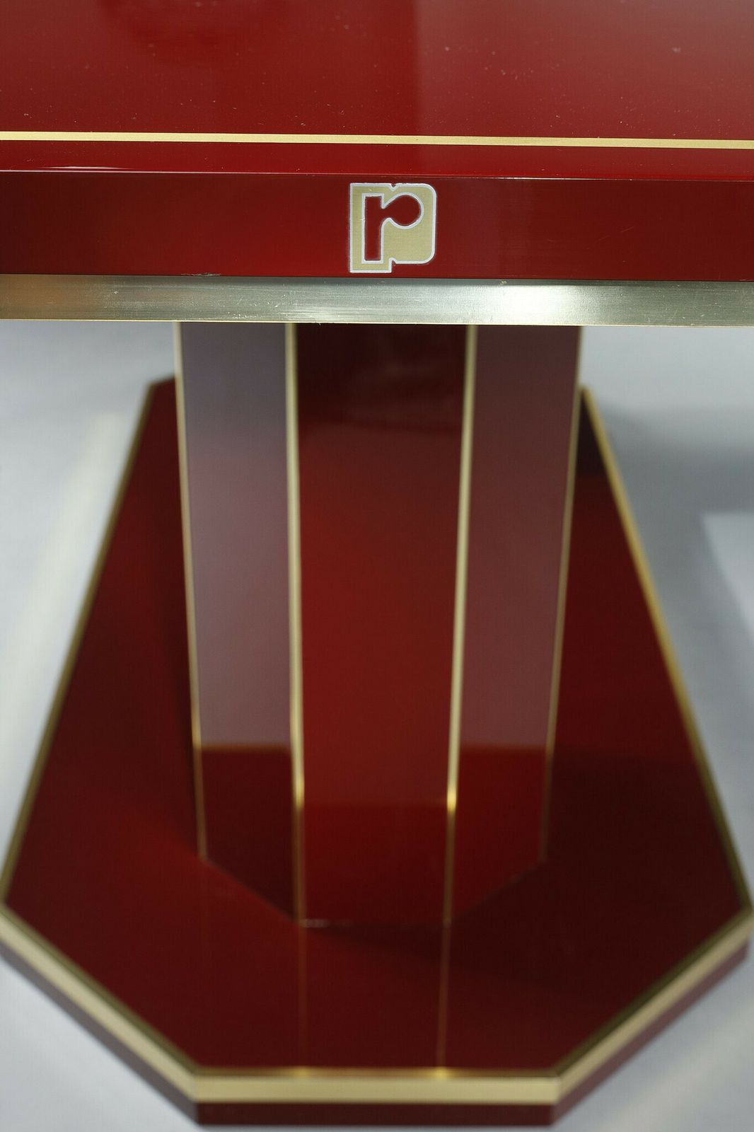 photo vintage Dining Table In Lacquered Wood And Gilded Brass Designed By Paco Rabanne
