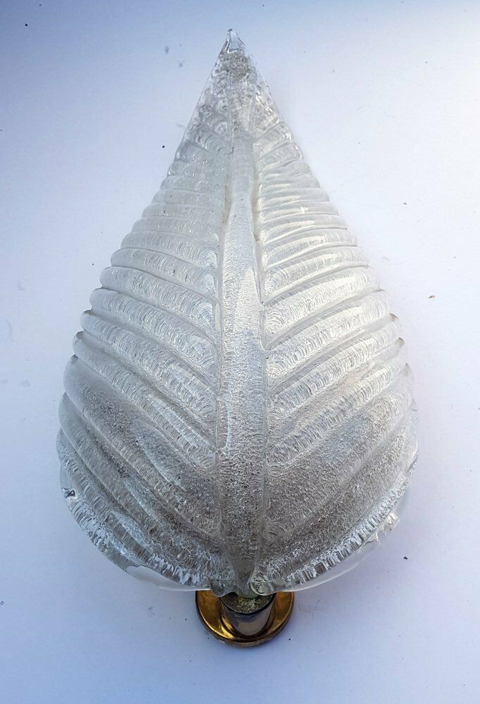 Mid Century Leaf Shaped Murano Glass Wall Lamp By Barovier & Toso, 1950s